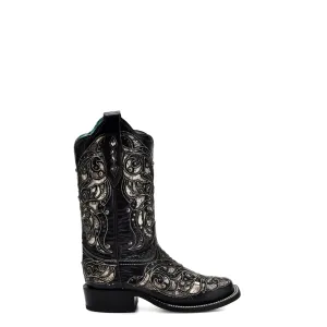 Corral Womens Square Toe Inlay Black Python 11.5in Cowboy Boots