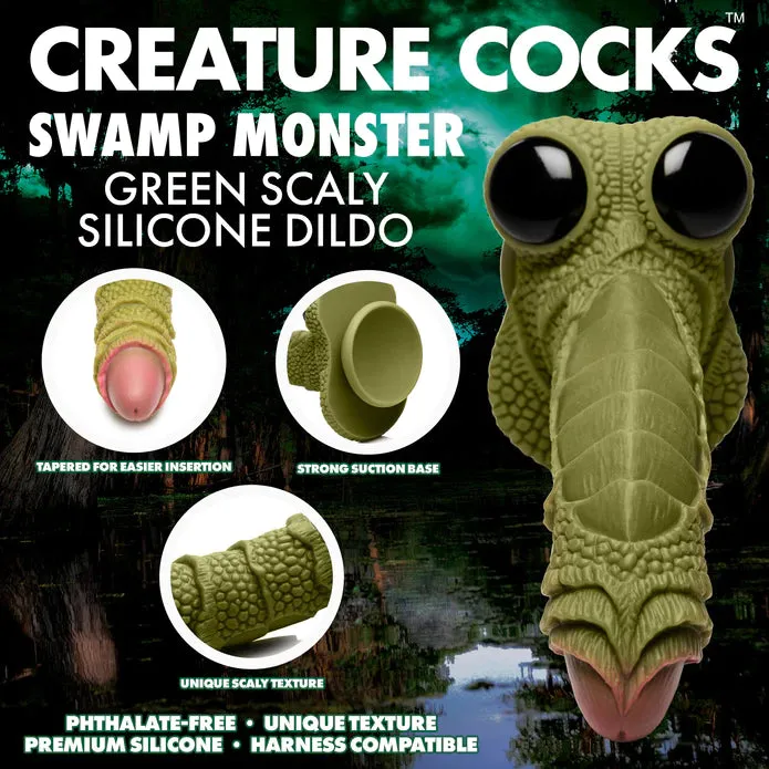 Creature Cock Swamp Monster Green Scaly Silicone Dildo