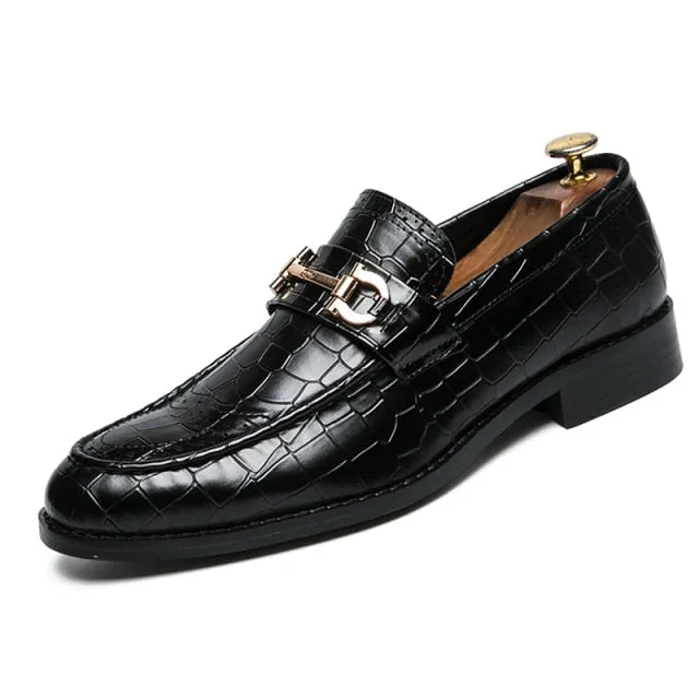 Crocodile Patterned PU Leather Men Loafers