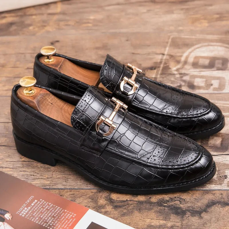 Crocodile Patterned PU Leather Men Loafers