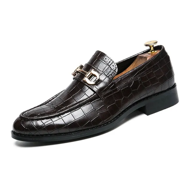 Crocodile Patterned PU Leather Men Loafers