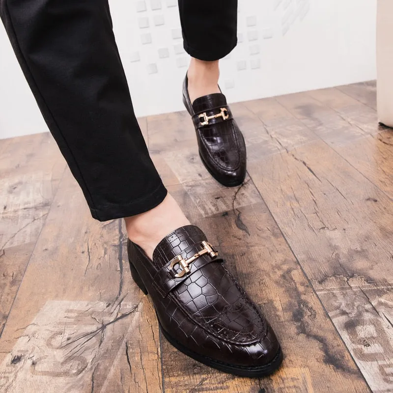 Crocodile Patterned PU Leather Men Loafers