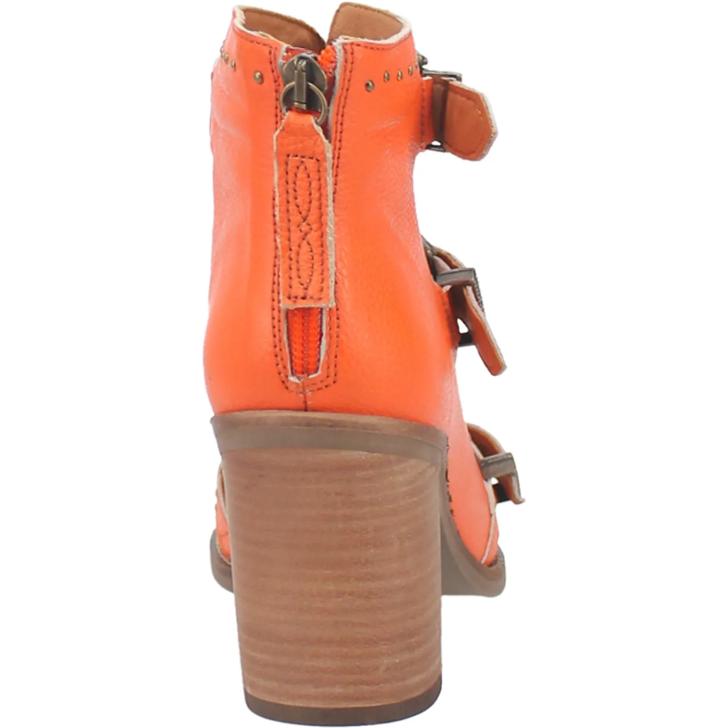 Dingo Womens Ziggy Orange Leather Sandals Shoes