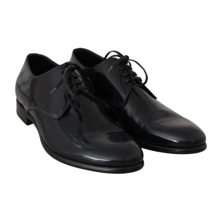 Dolce & Gabbana Elegant Dark Blue Leather Derby Shoes