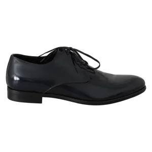 Dolce & Gabbana Elegant Dark Blue Leather Derby Shoes