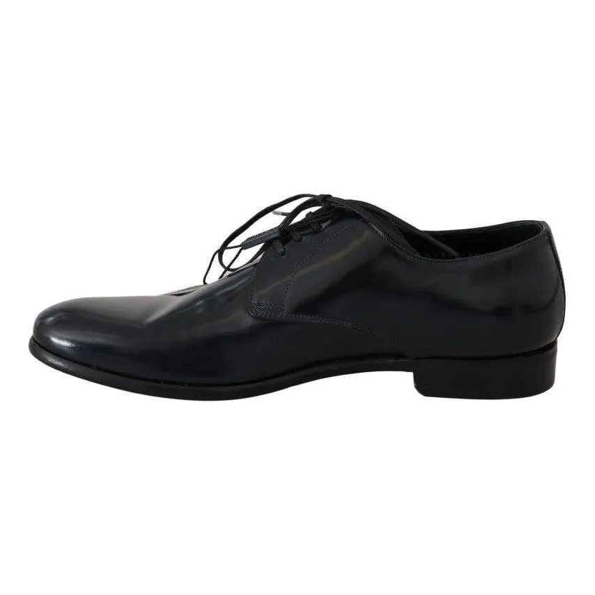 Dolce & Gabbana Elegant Dark Blue Leather Derby Shoes