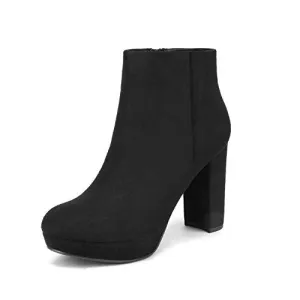 DREAM PAIRS Women's Stomp Black High Heel Ankle Bootie