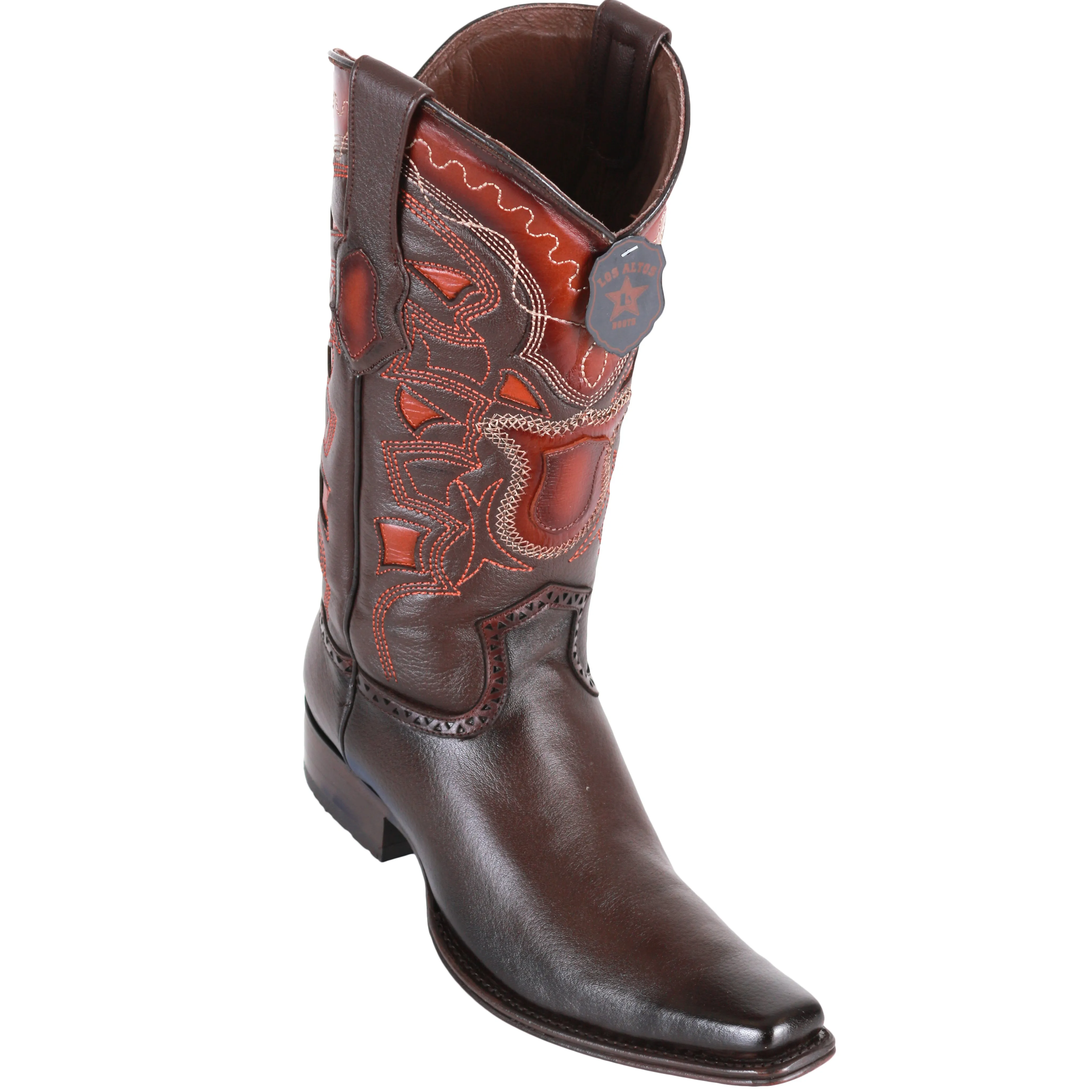 European Toe Cowboy Boot - Faded Brown