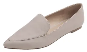 Feversole Women's Loafer Flat Pointed Fashion Slip On Comfort Driving Office Shoes Taupe PU Leather