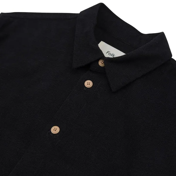 Folk Relaxed Babycord Shirt - Black Microcheck