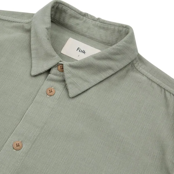 Folk Relaxed Babycord Shirt - Olive