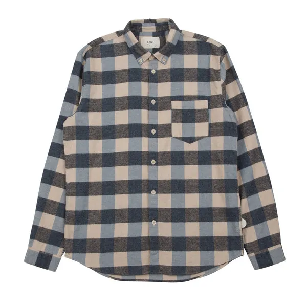 Folk Relaxed Fit Shirt - Blue Flannel Check