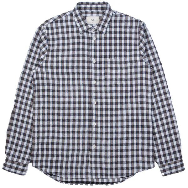 Folk Relaxed Fit Shirt - Brown / Cobalt Check