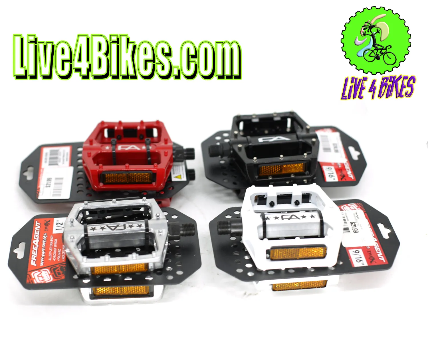 Free Agent Aluminum Platform Bicycle Pedals 9/16 - Live4Bikes