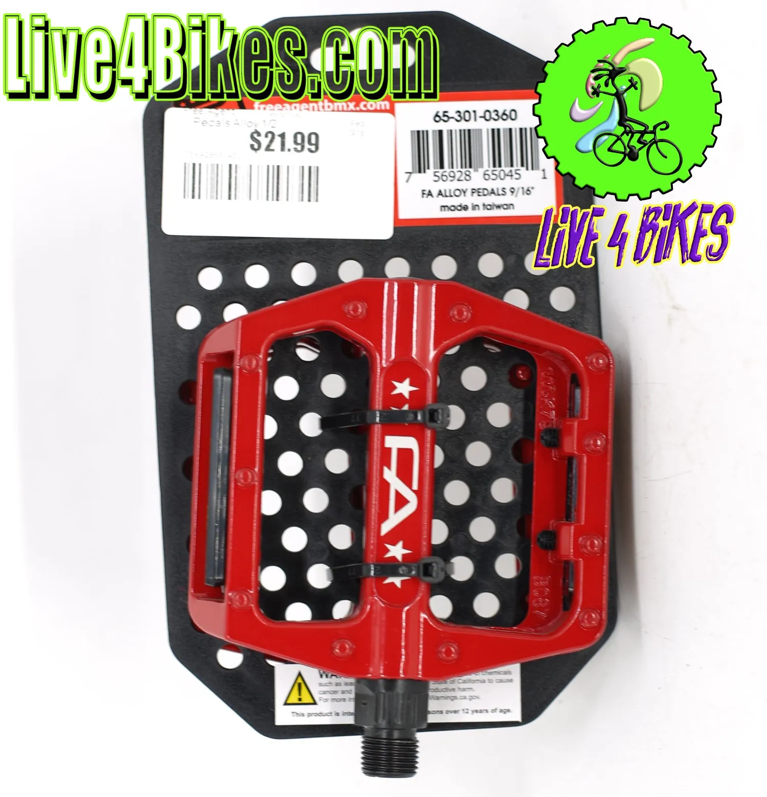 Free Agent Aluminum Platform Bicycle Pedals 9/16 - Live4Bikes