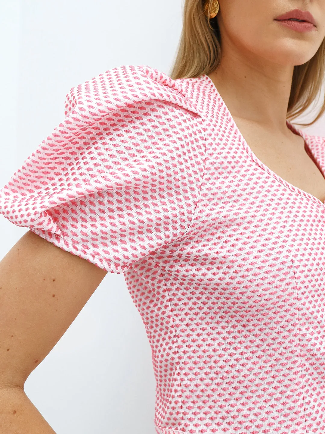 Gallinara Jacquard Dotted Top | Pink & White