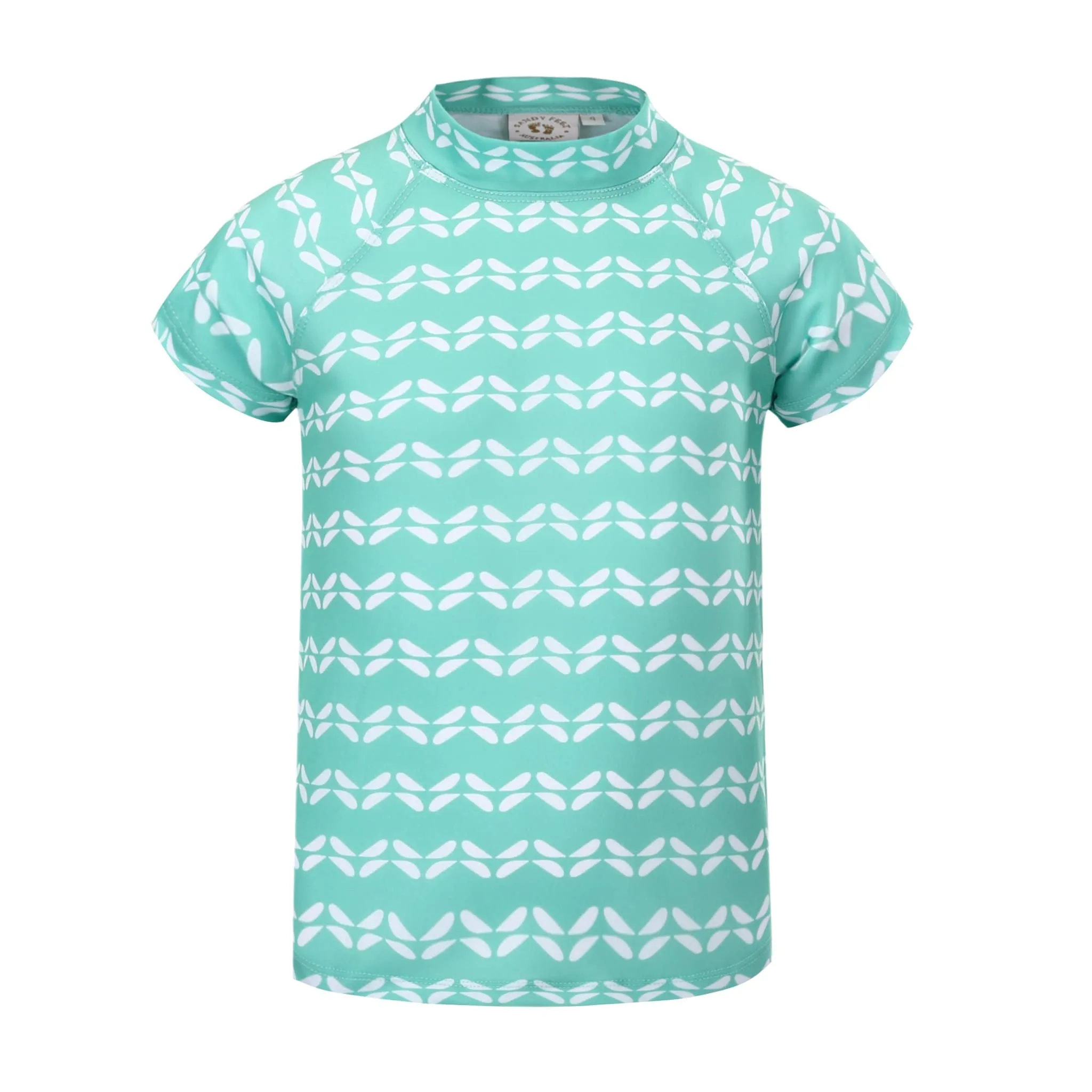 Girls Mint Chevron Short Sleeve Rashie