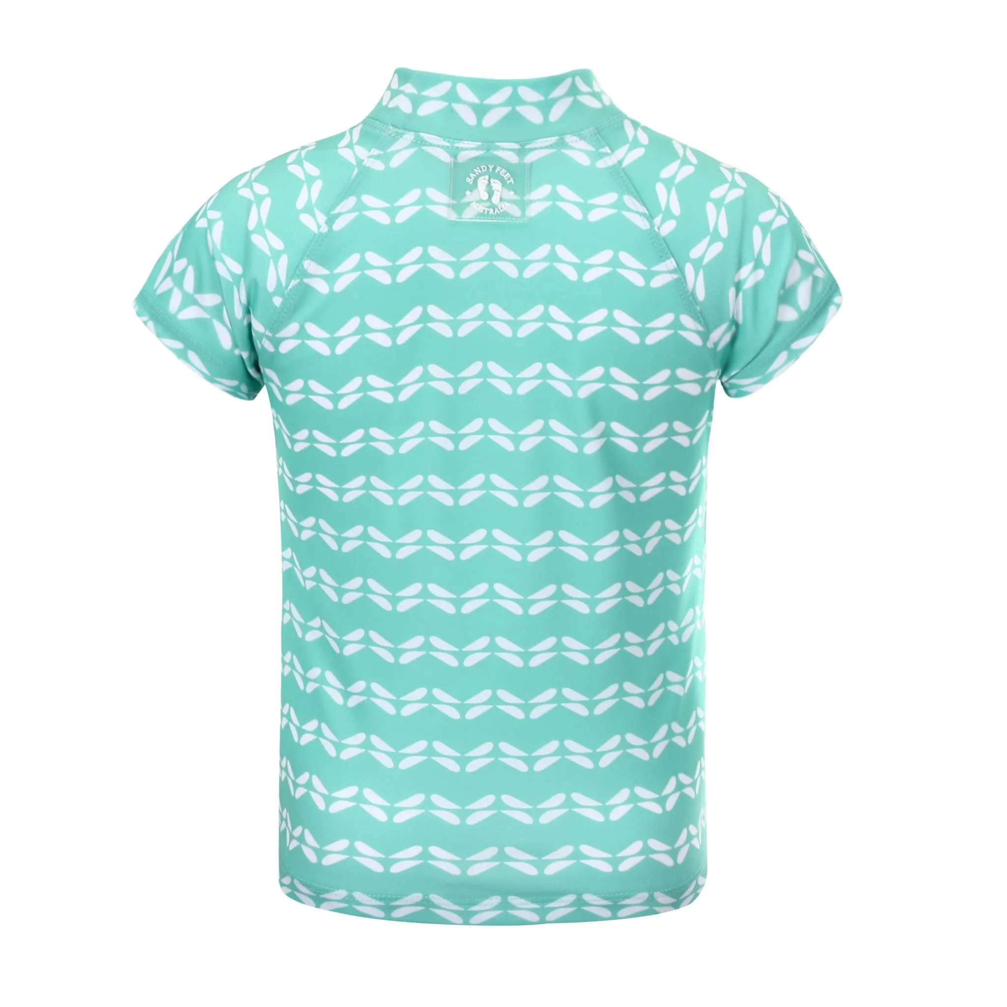 Girls Mint Chevron Short Sleeve Rashie