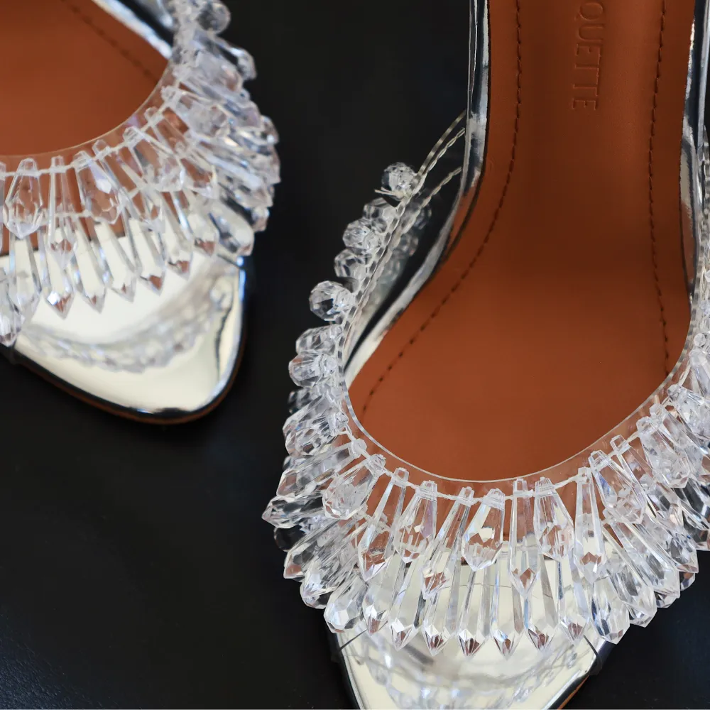 Goldie Clear Drip Chandelier Open Toe Mules 120 mm