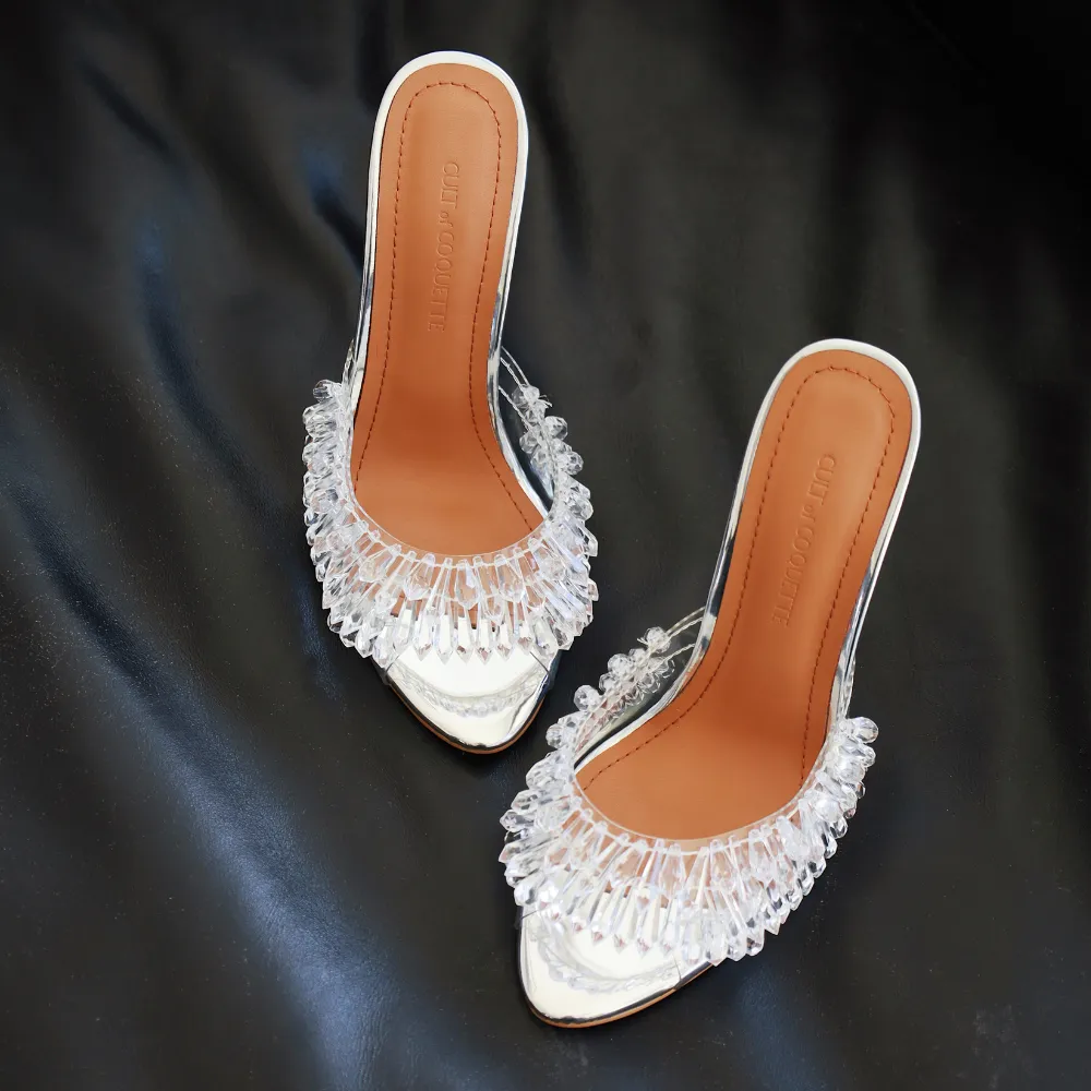 Goldie Clear Drip Chandelier Open Toe Mules 120 mm