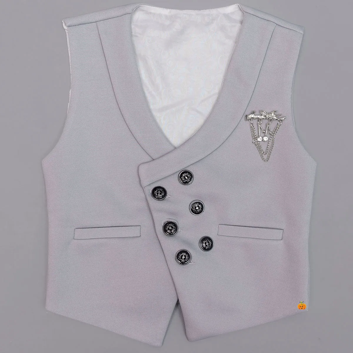 Grey Double Breasted Boys Party Wear Dress