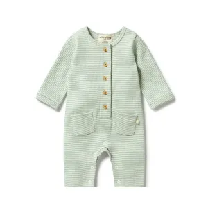 Growsuit Slouch Organic Stripe Rib - Deep Sea