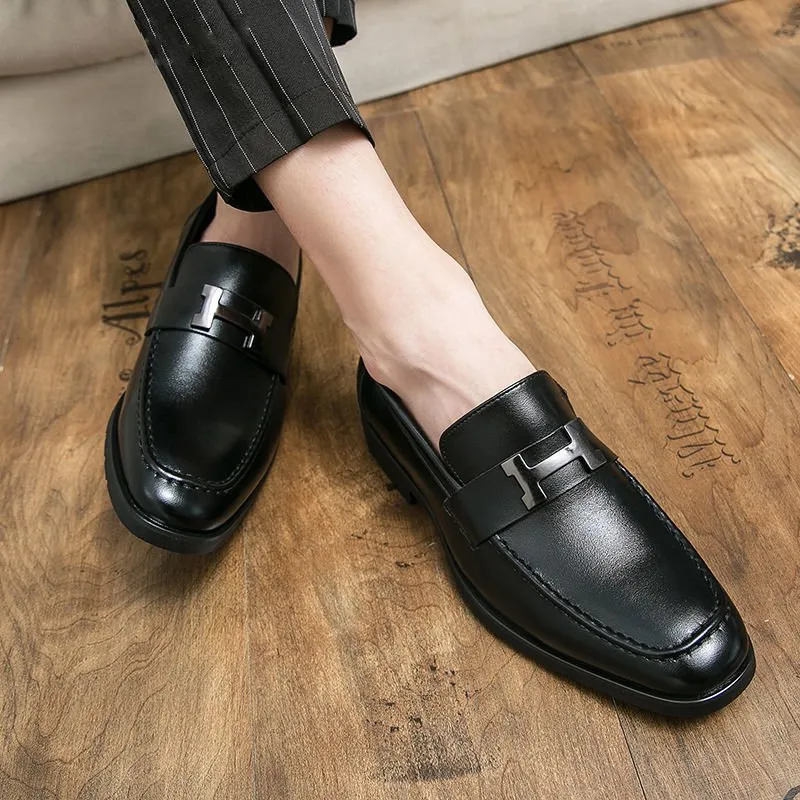 H Letter Appliques PU Leather Shoes