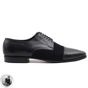 Handcrafted Genuine Black Leather & Suede Toe Cap Whole Cut Lace Up Oxford Party Wear Dress Shoes For Men's