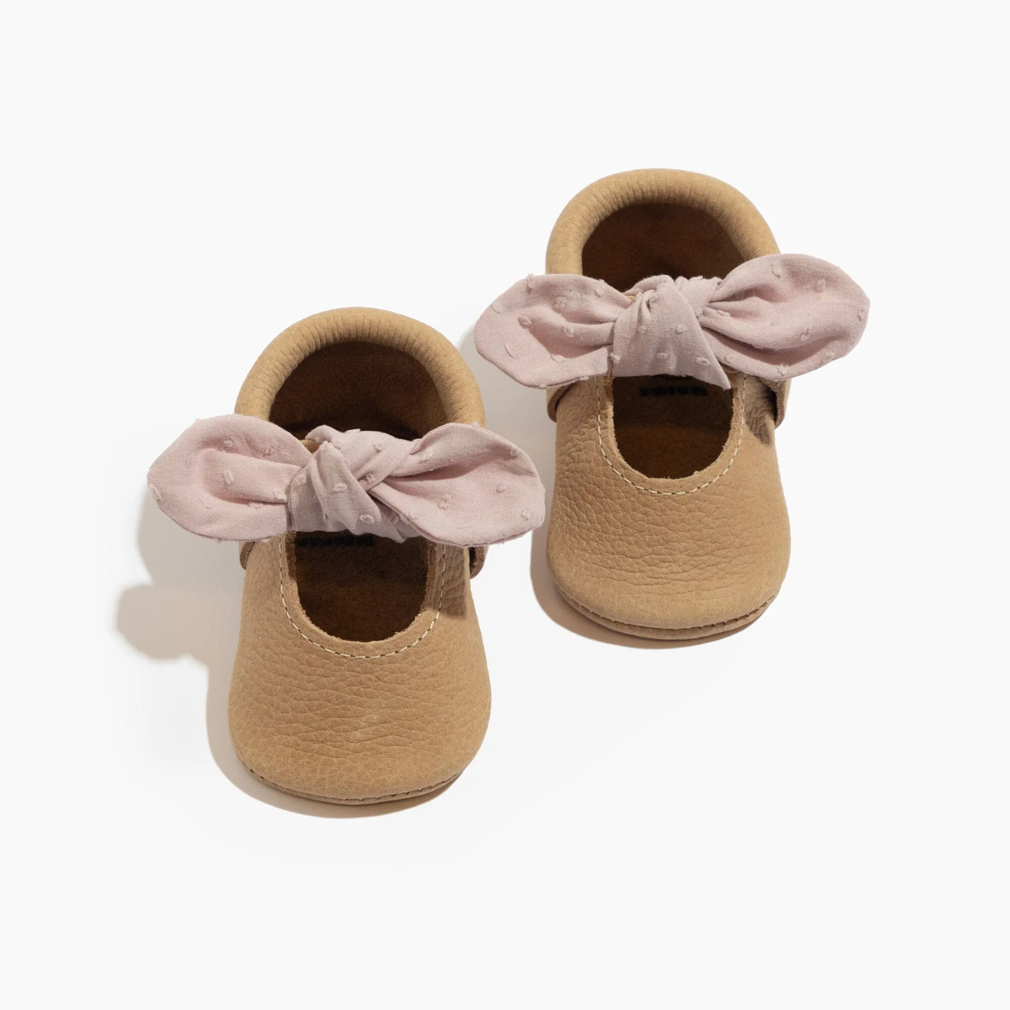 Huckleberry Cream Knotted Bow Baby Shoe