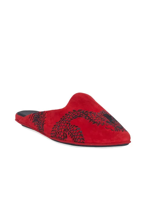 Image Suede Dragon Embroidery Slide