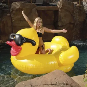 Inflatable Sunglasses Wearing Derby Duck Shaped Floating Mat Swimming Ring, Inflated Size: 180 x 130 x 110cm