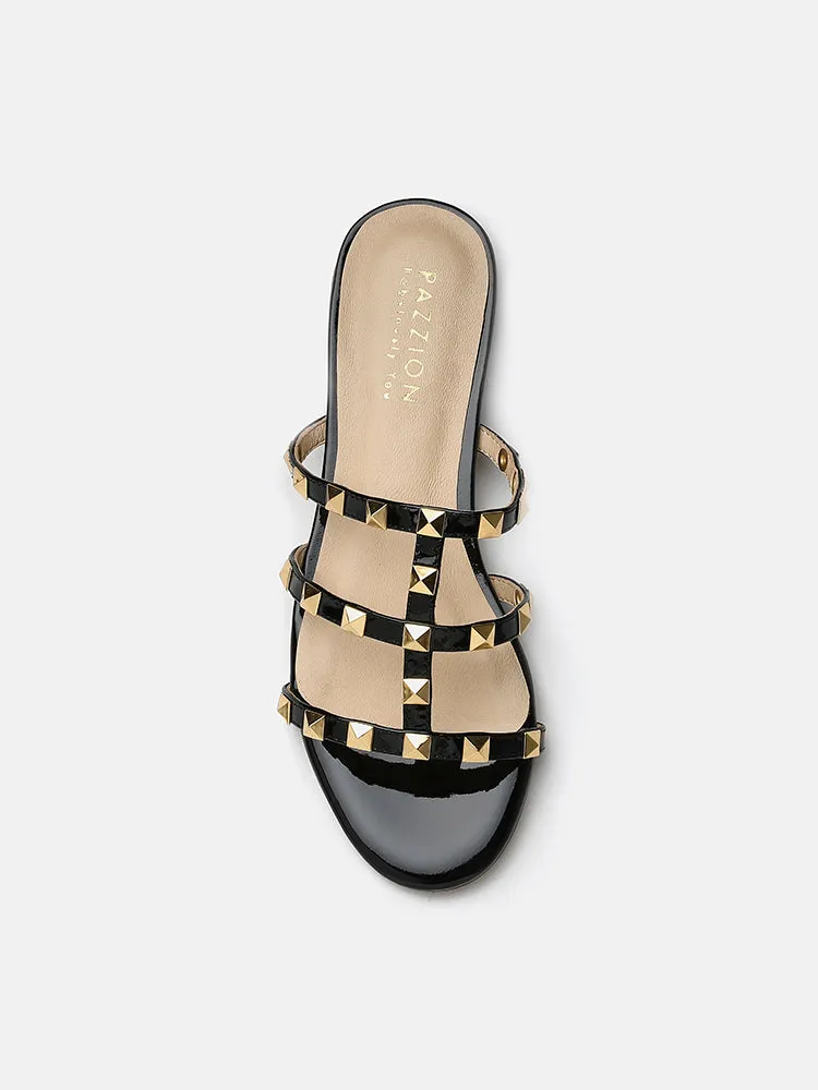 Ingrid Gold Studded Cage Flats