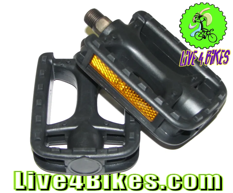 Kids - beach Cruiser - 1 piece crank  Plastic Pedals 1\2 Black - Live 4 BIkes