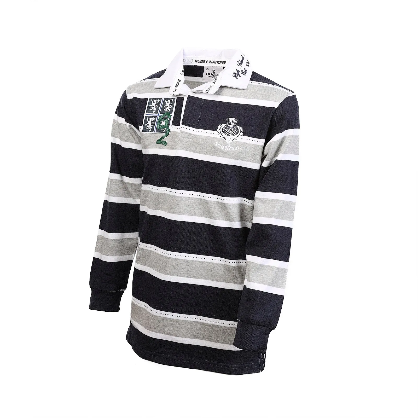 Kids L/S '62 Edinburgh High Rugby Shirt Grey/Navy