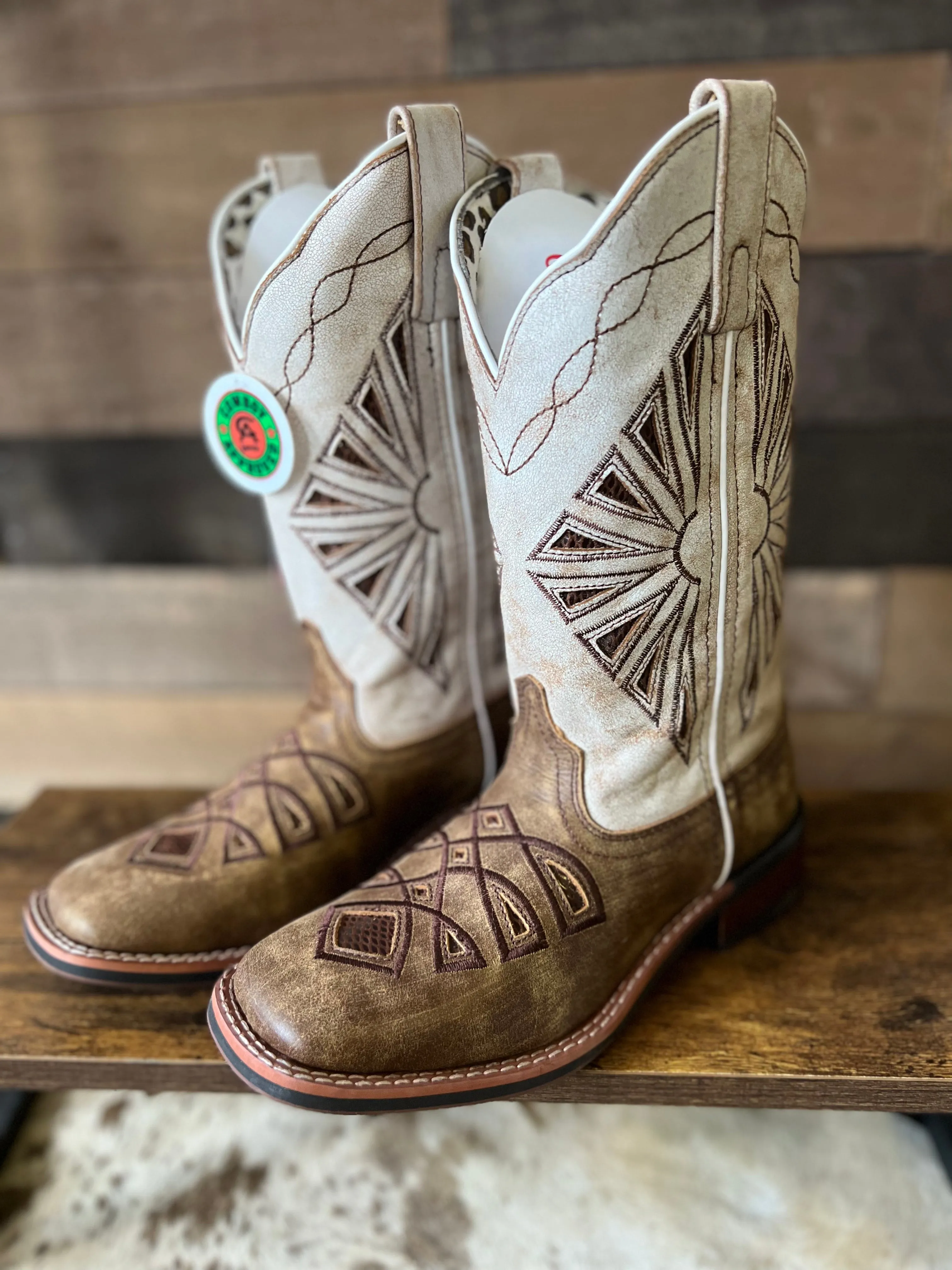 Kite Days Brown & Bone White Boots