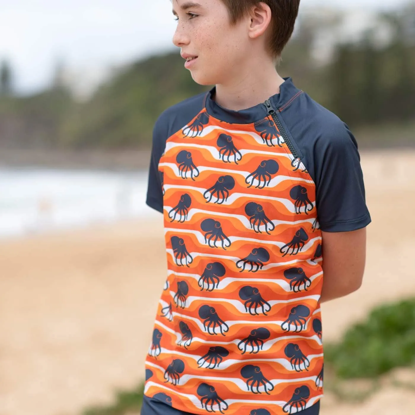 Lava Octopi Short Sleeve Zip Rashie