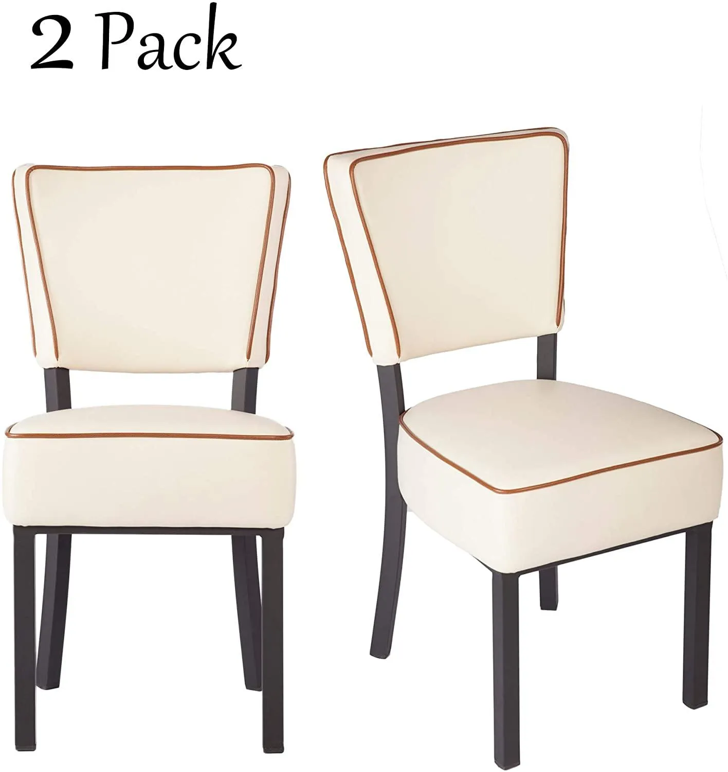 Leather Side Chair Set of 2 Kitchen Dining Room Chairs w/ Thick Upholstered Seat and Backrest