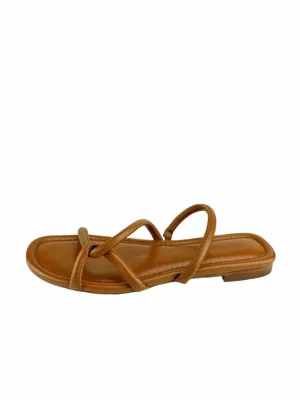 Madewell Women's Bombe Leather Slide Sandals English Saddle Size 9