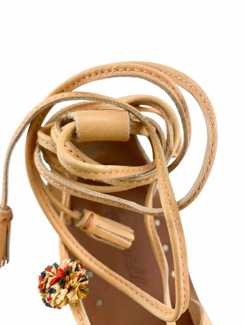 Madewell, Women's Pom Gladiator Ankle-Tie Sandals, Natural, Size 8.5