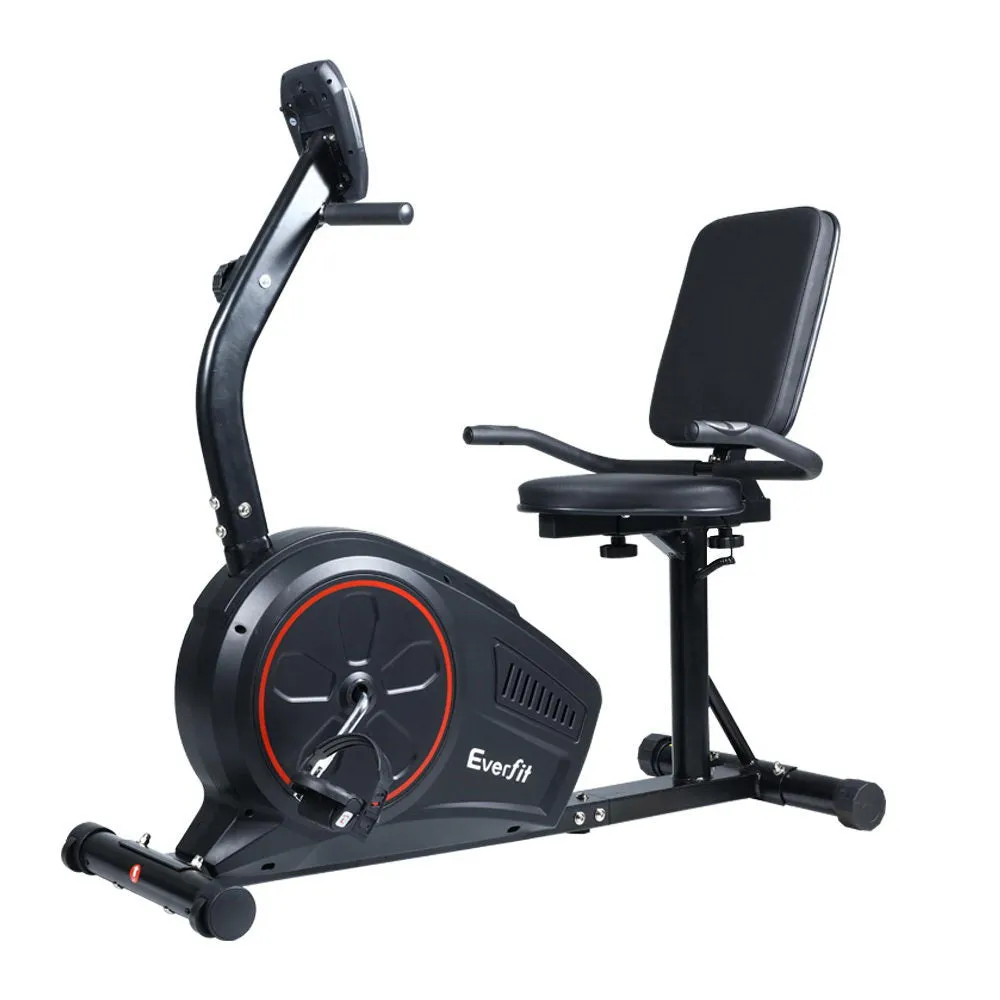 Magnetic Recumbent Exercise Bike, 8 Levels, LCD Monitor - Everfit