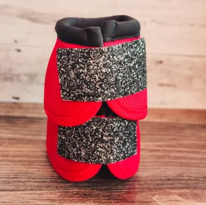 Medium Red Weaver Bells w/ Gunmetal Glitter Straps