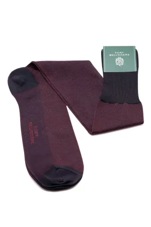 Midnight Blue & Burgundy Two-Tone Cotton Socks