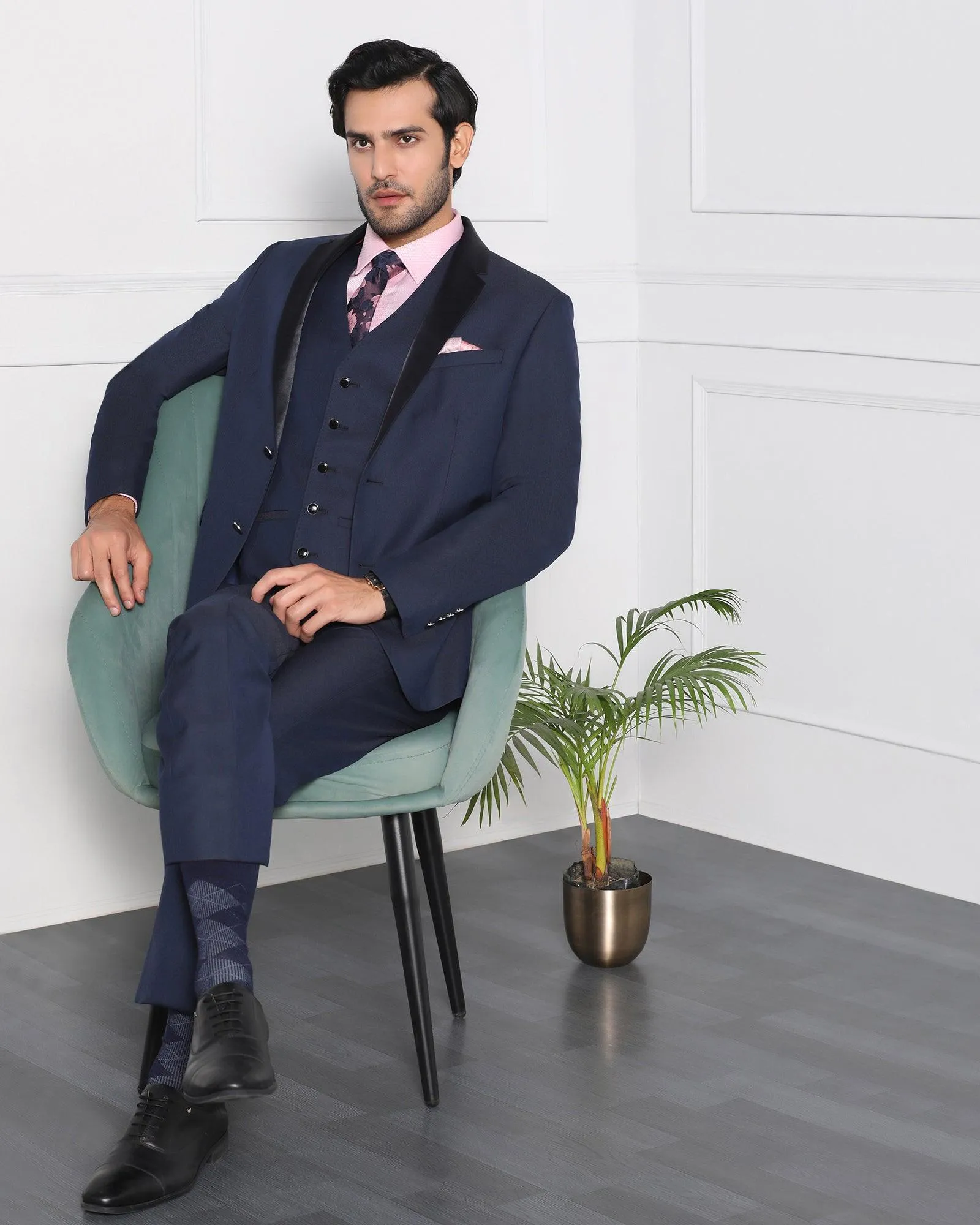 Must Haves Three Piece Navy Solid Formal Suit - Jaydon