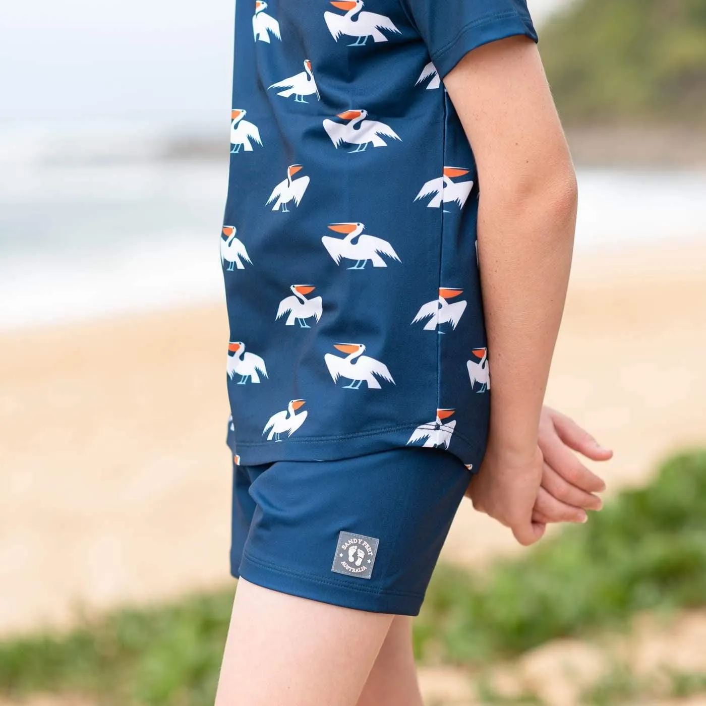 Navy Pelican Scoop Short Sleeve Zip Rashie