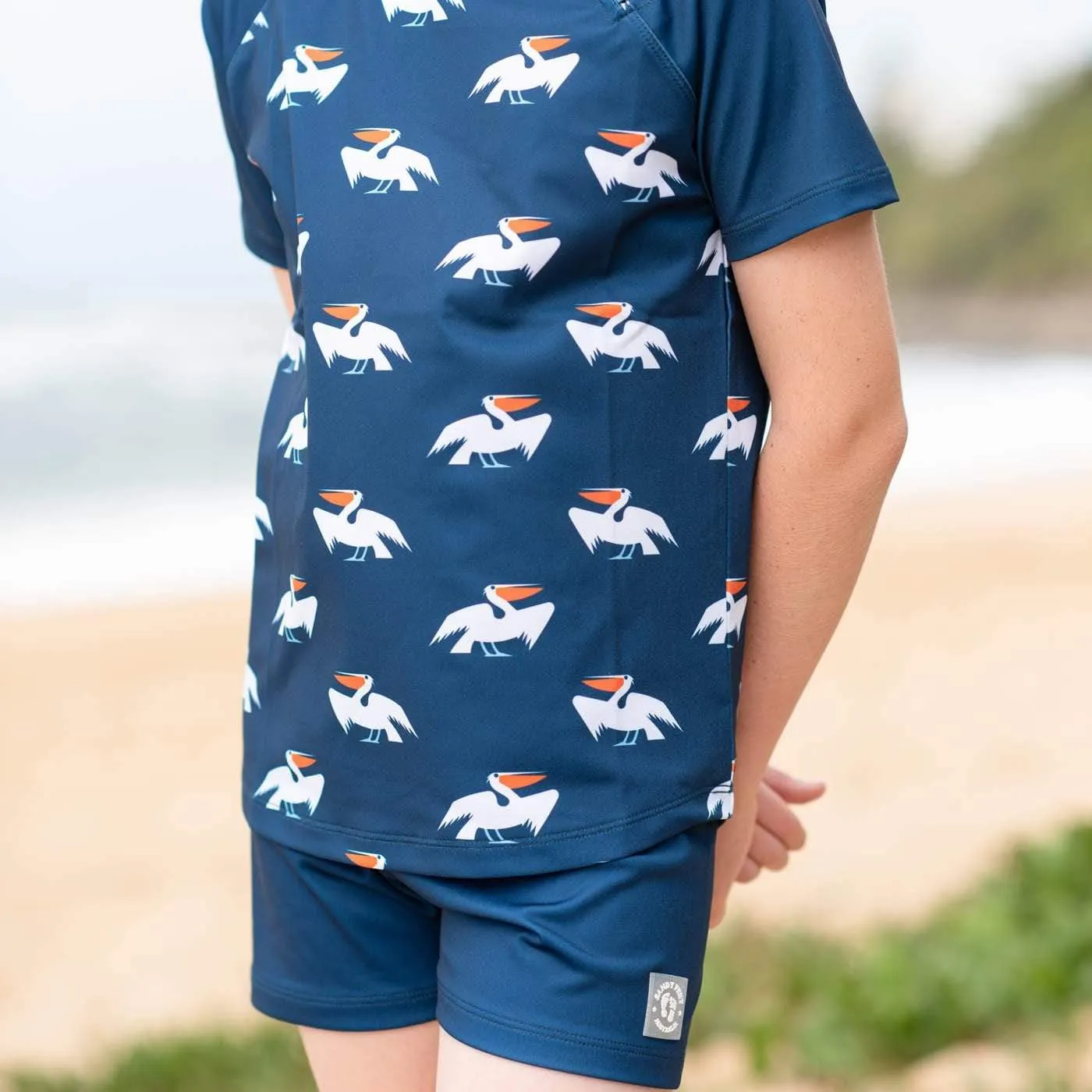 Navy Pelican Scoop Short Sleeve Zip Rashie