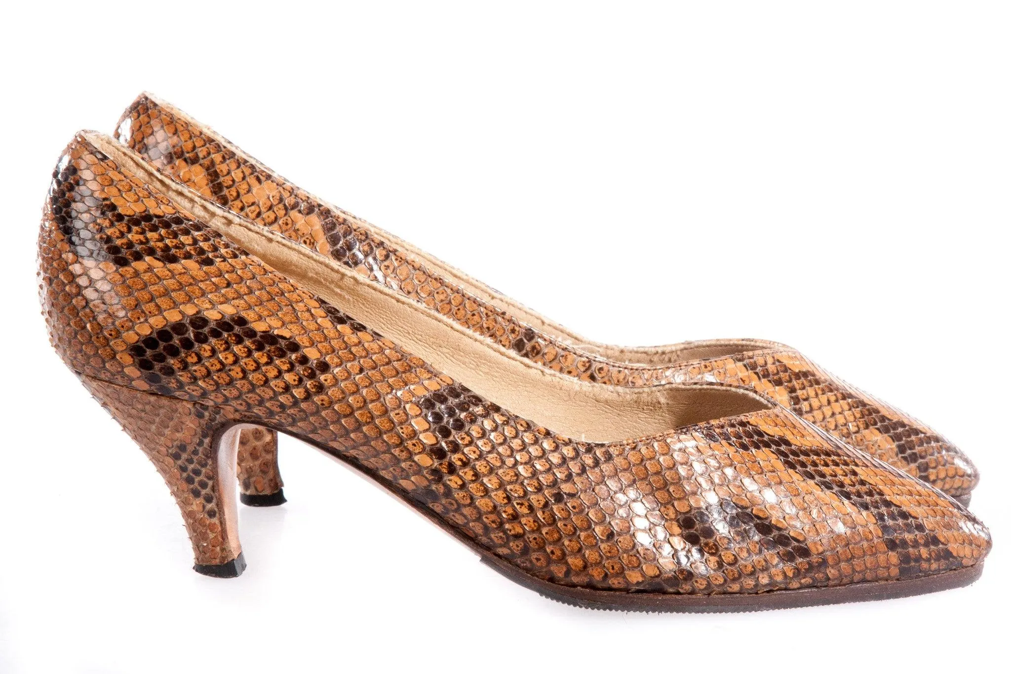 New Style Vintage Brown Snake Skin Shoes EU size 36 (UK 3)