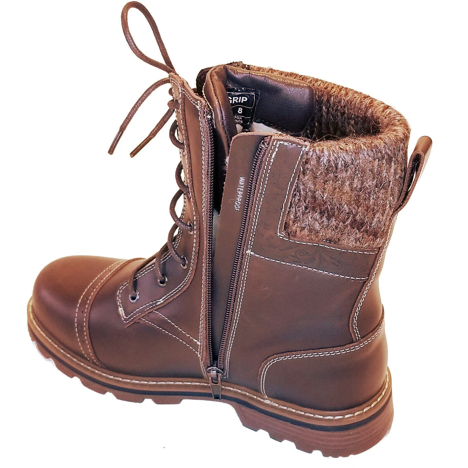 NexGrip Waterproof Women’s Snow Boot Brown Bootie with Retractable Ice Cleats NEXX Ruby