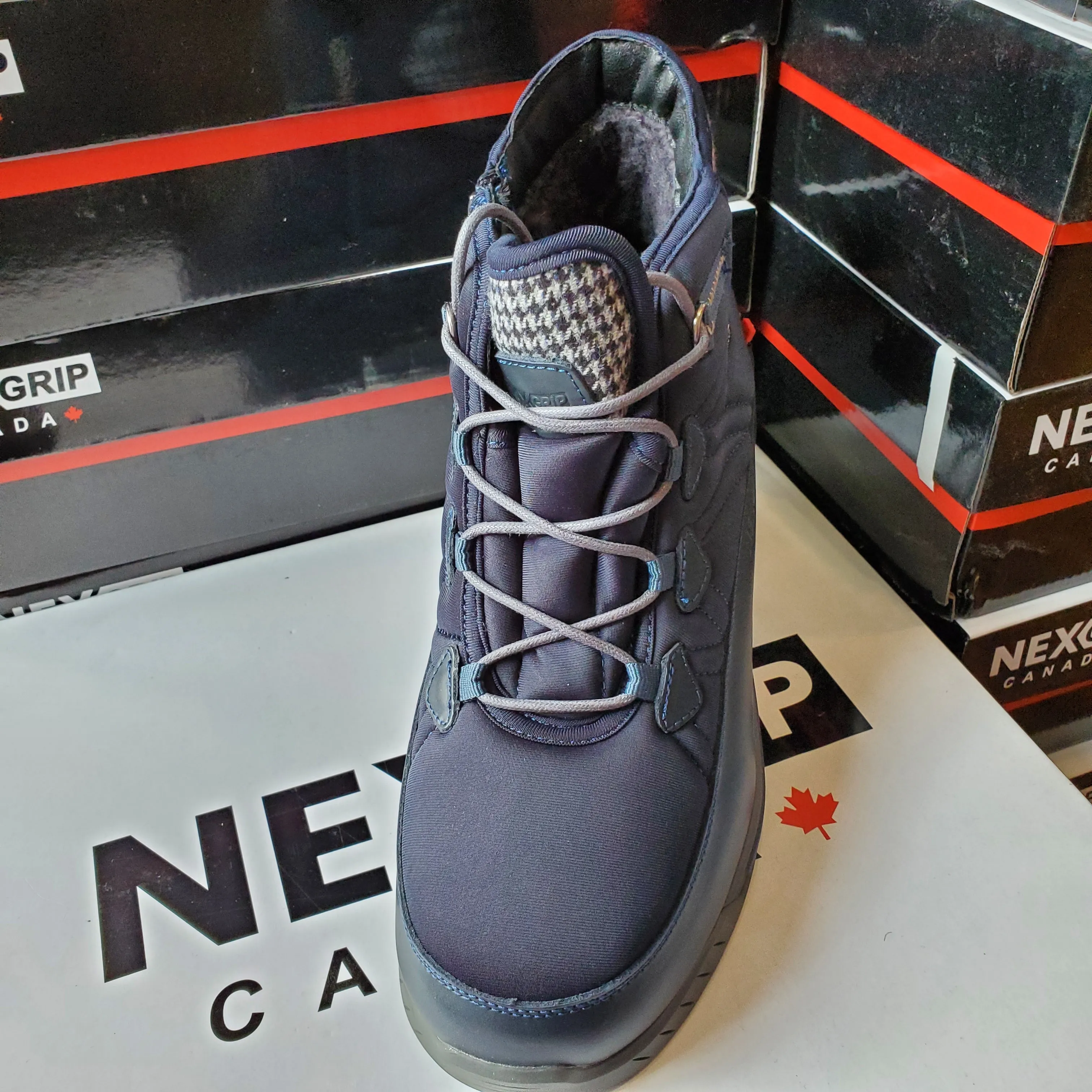 NexGrip Wonder Mid Navy Blue Women’s Snow Boot Waterproof with Retractable Ice Claw Cleats NEXX