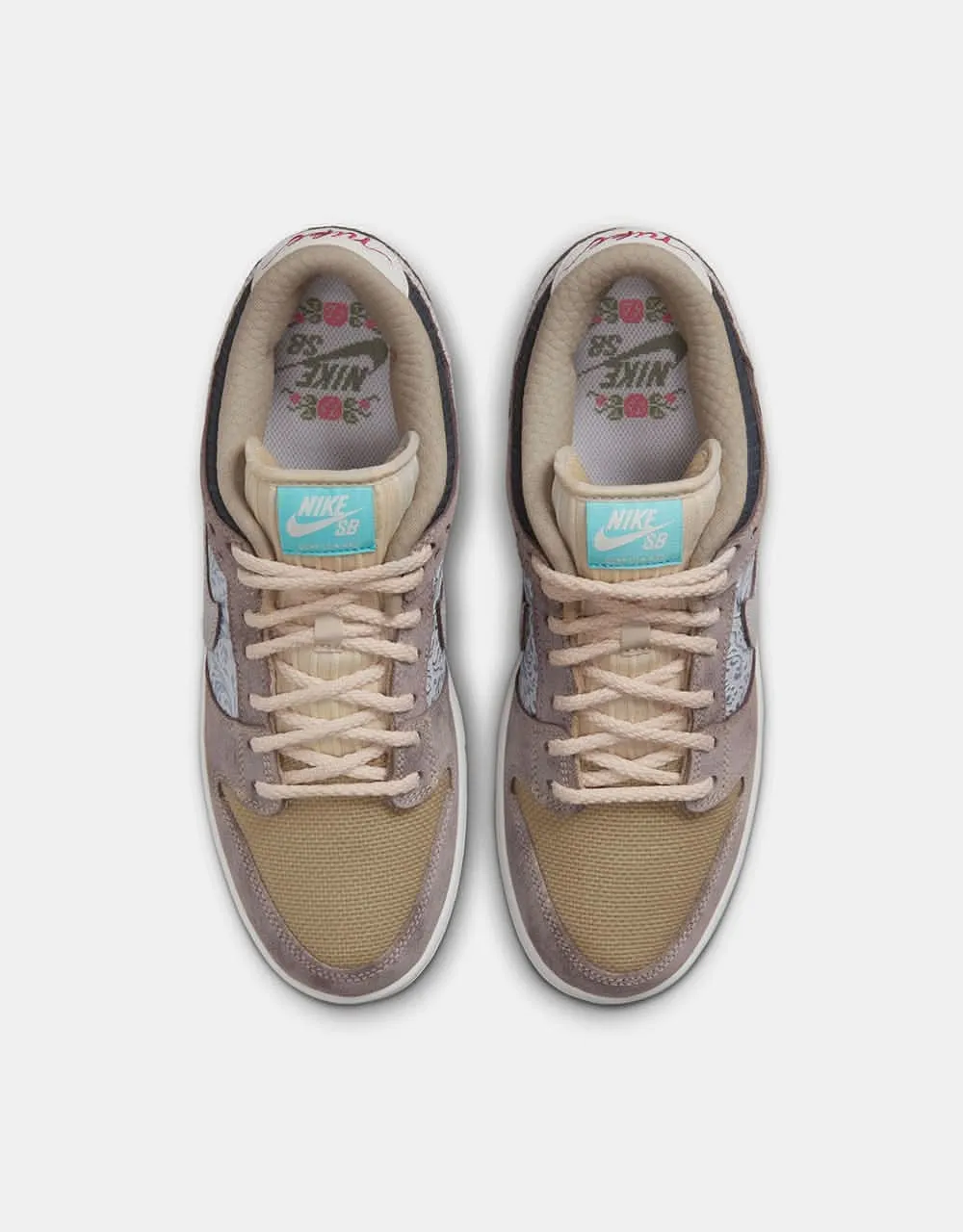 Nike SB Dunk Low Pro WC Skate Shoes - Baroque Brown/Summit White-Sanddrift-Dk Smoke Grey-Paradise Aqua-Dragon Red