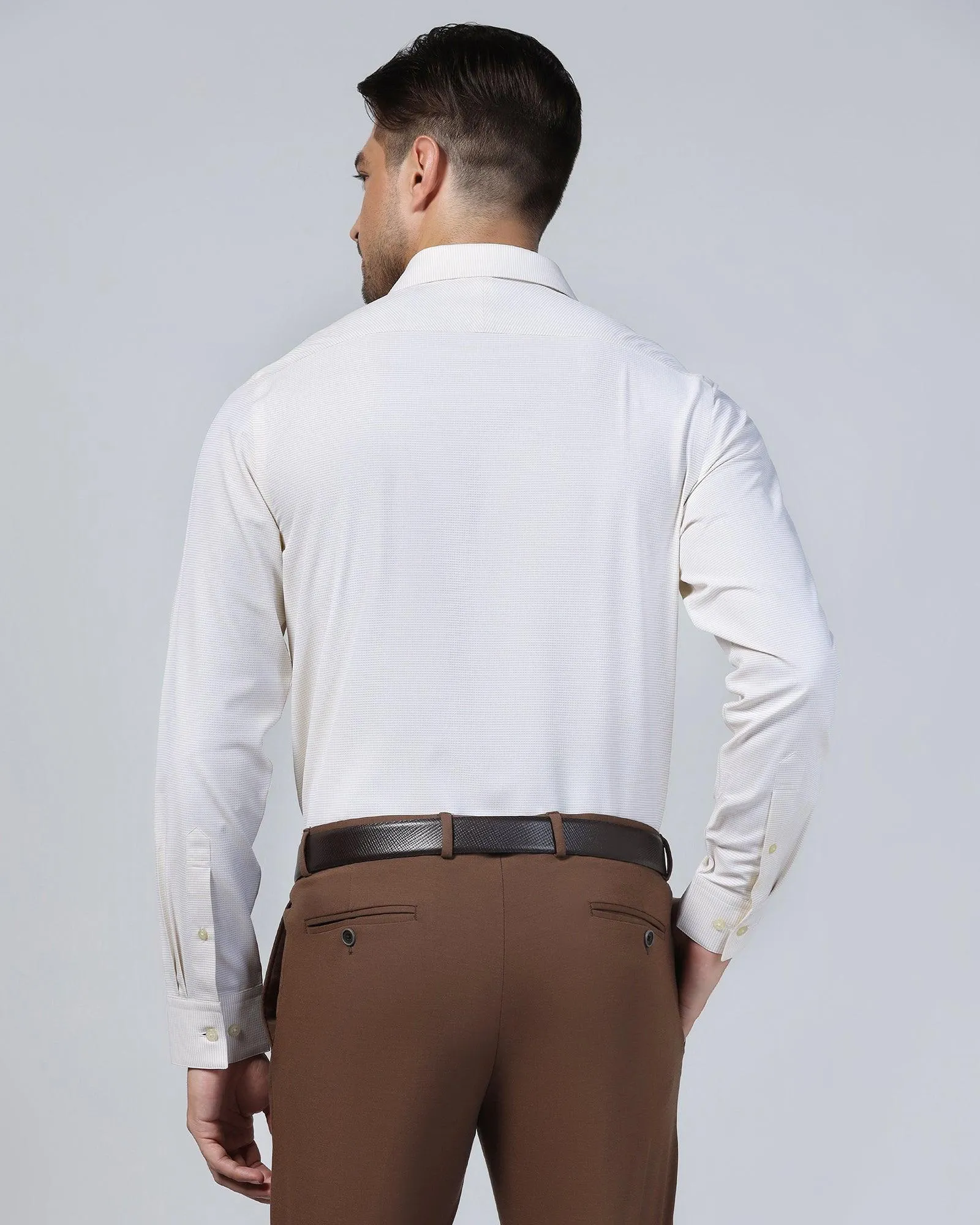 Non Iron Formal Beige Textured Shirt - Matrix